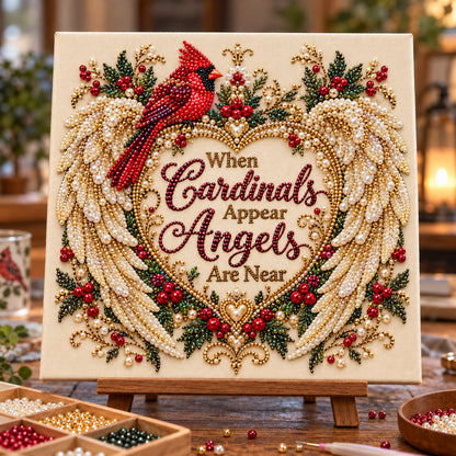 Heavenly Cardinal Wings DIY Diamond Pearl Art Kit GFTOTP23196
