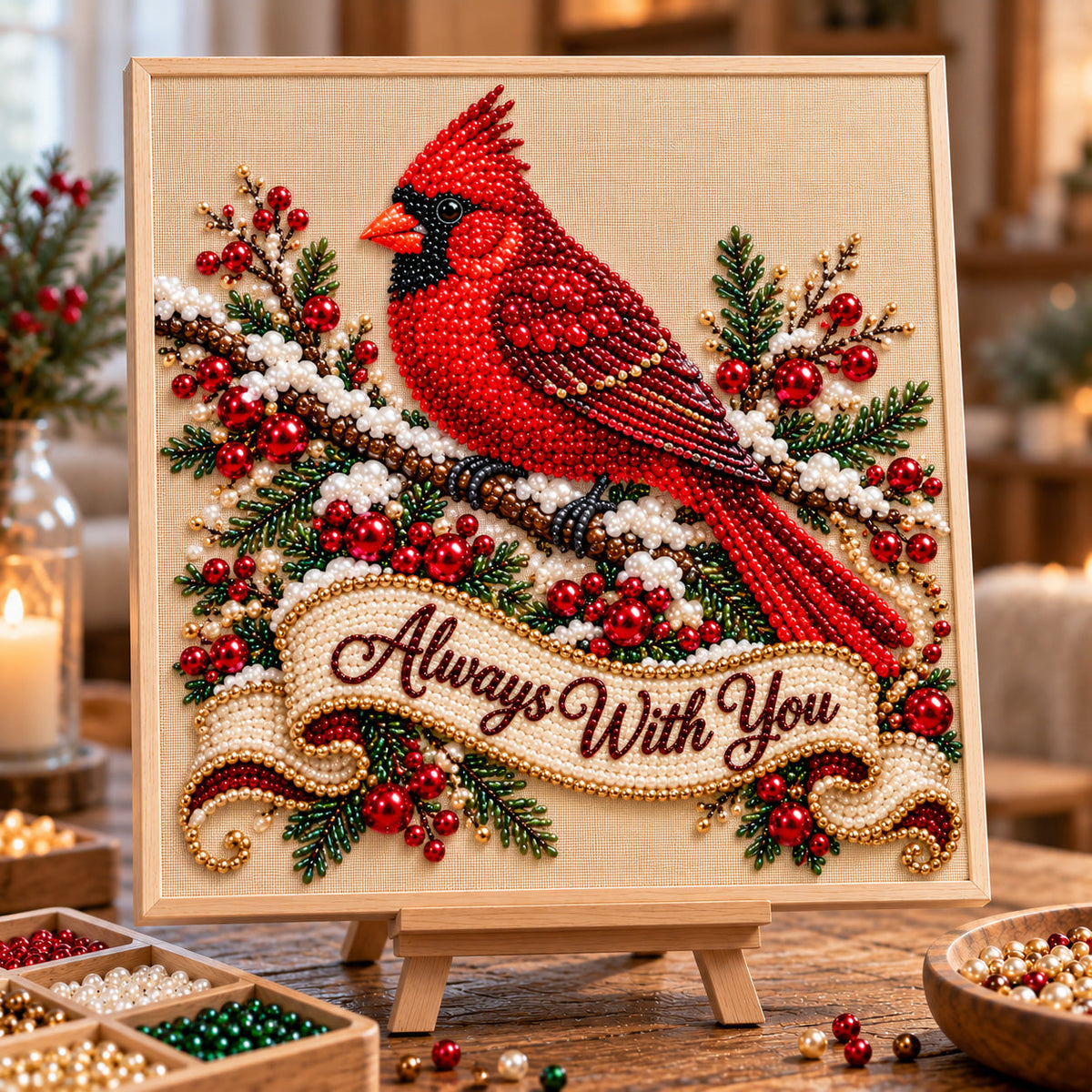 Always With You Cardinal DIY Diamond Pearl Art Kit GFTOTP23197