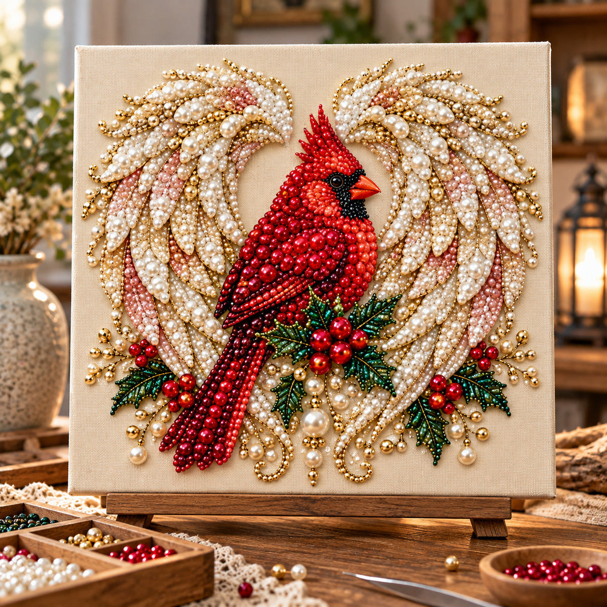 Heavenly Cardinal Wings DIY Diamond Pearl Art Kit GFTOTP23198