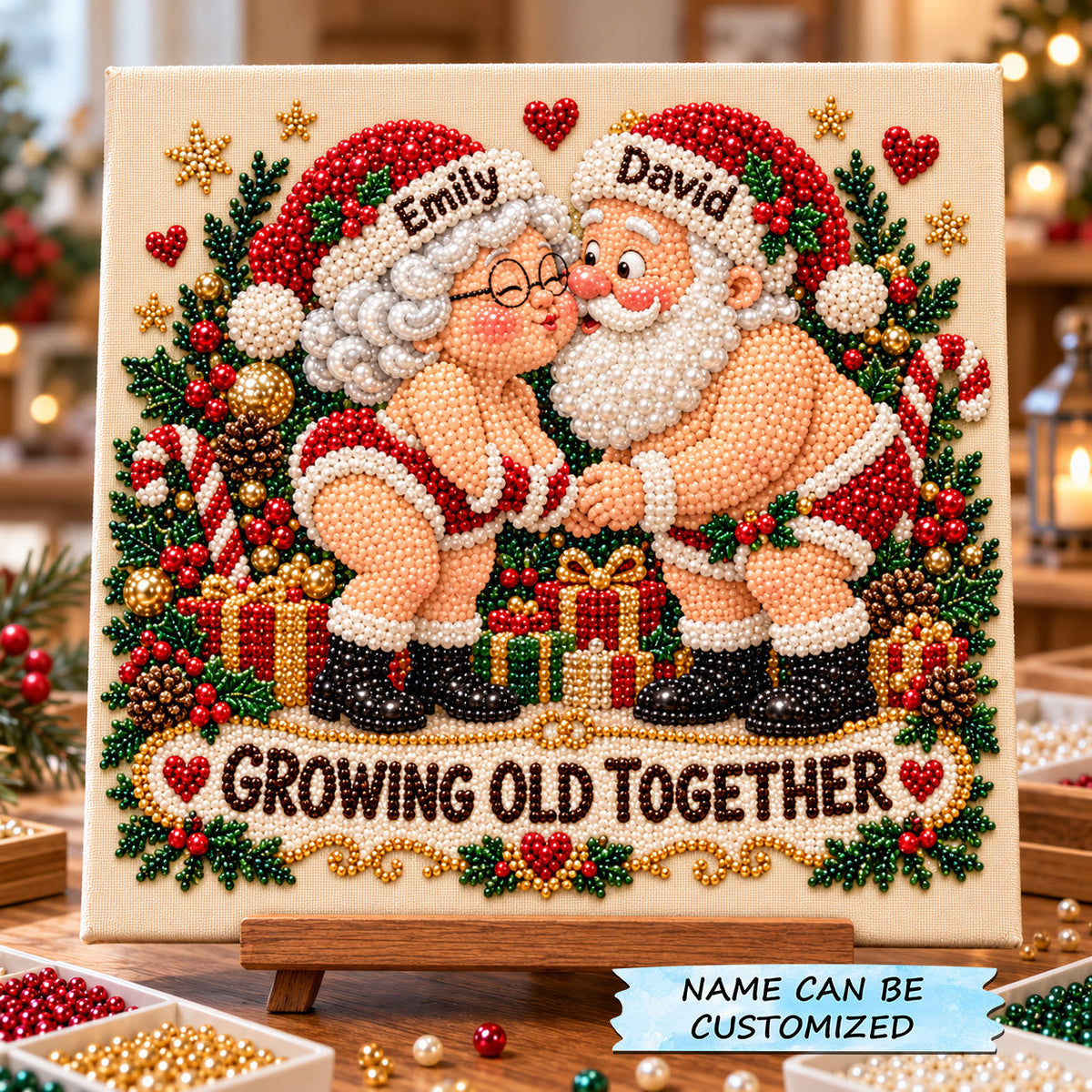 Personalized Funny Santa Couple DIY Diamond Pearl Art Kit QTCUZ GFTOTP23239