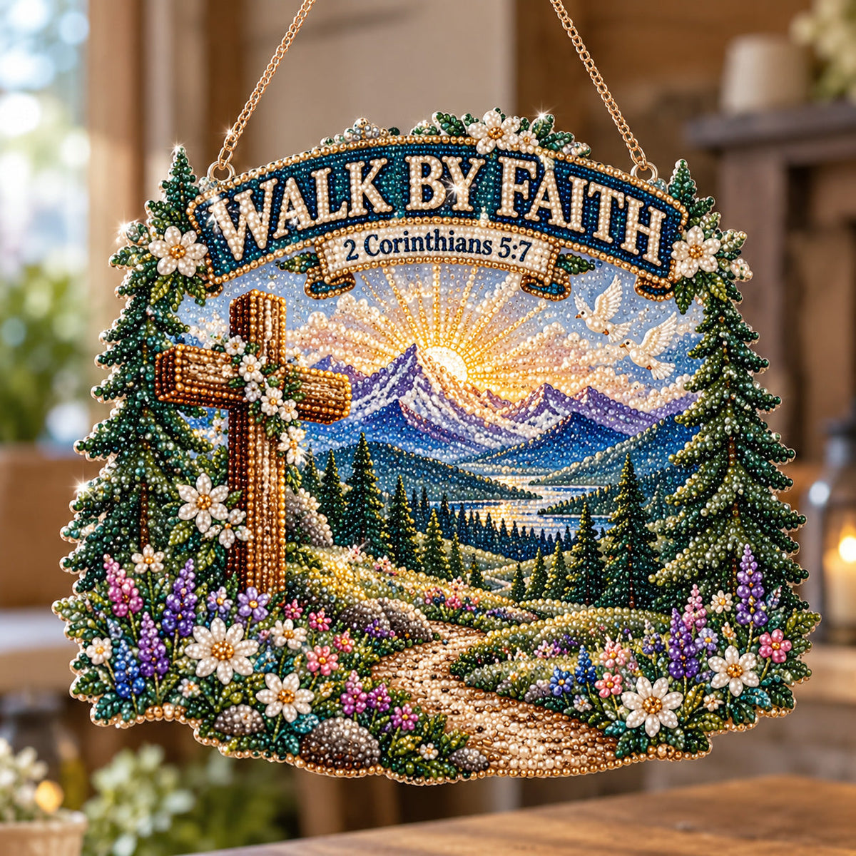 Walk By Faith DIY Diamond Pearl Suncatcher Ornament Kit GFTOTP23244