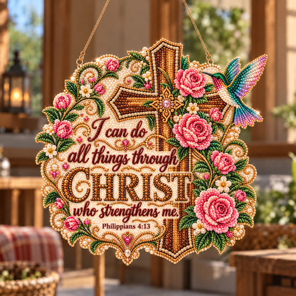 Christ Who Strengthens Me DIY Diamond Pearl Suncatcher Ornament Kit GFTOTP23247