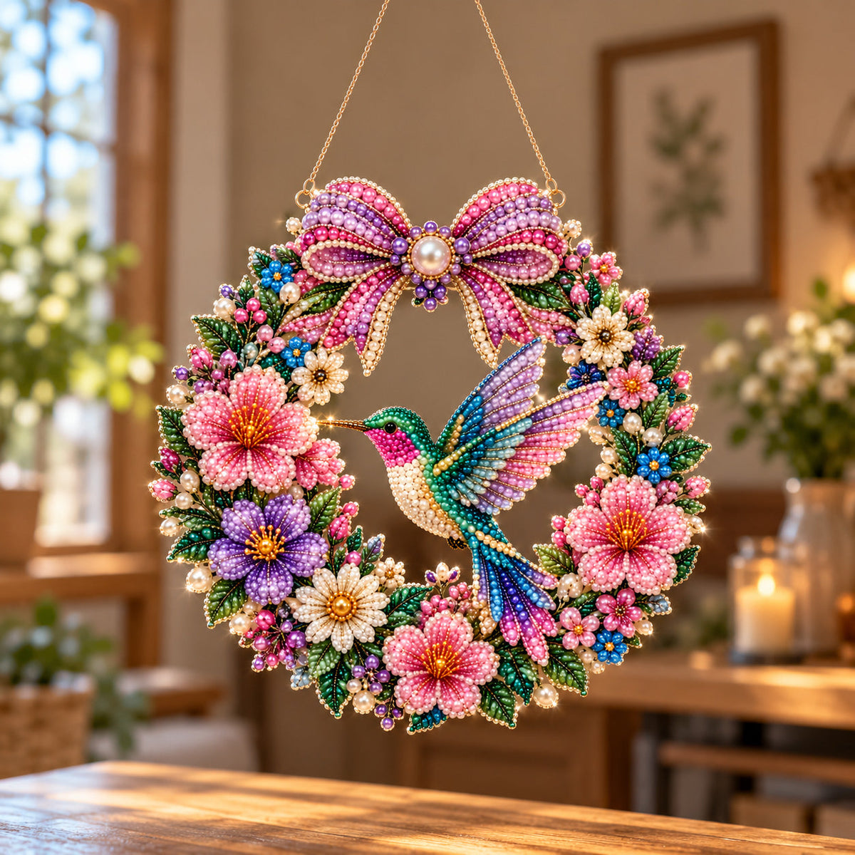 Hummingbird Grace DIY Diamond Pearl Suncatcher Ornament Kit GFTOTP23252
