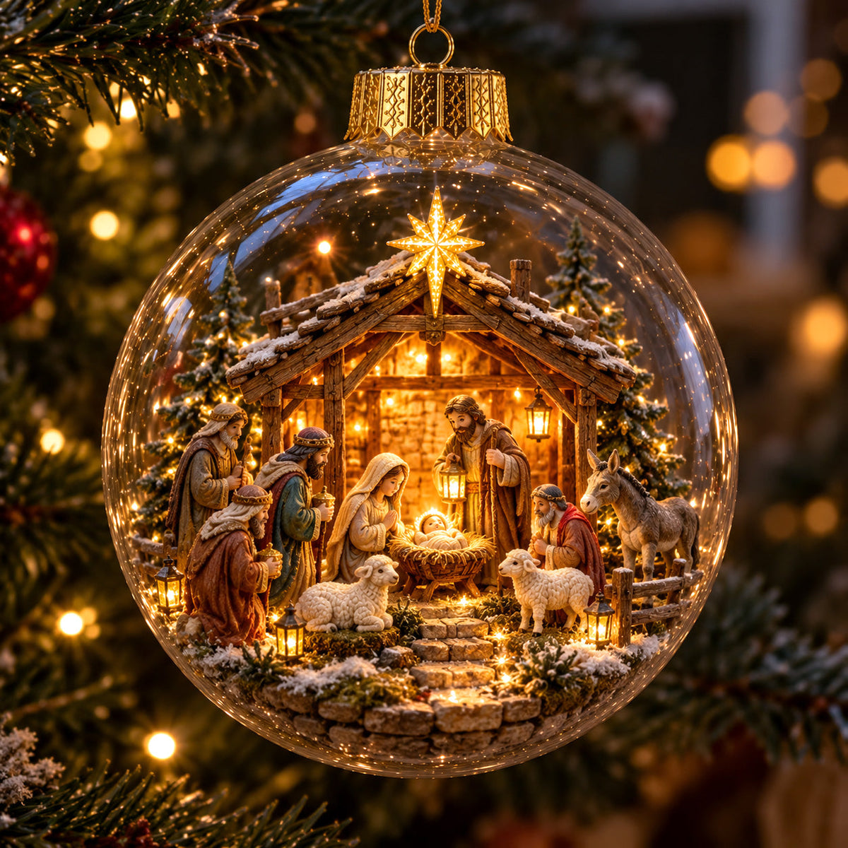Nativity Scene Light-Up Globe Ornament GFTOTP23256