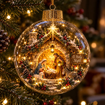 Nativity Scene Light-Up Globe Ornament GFTOTP23257
