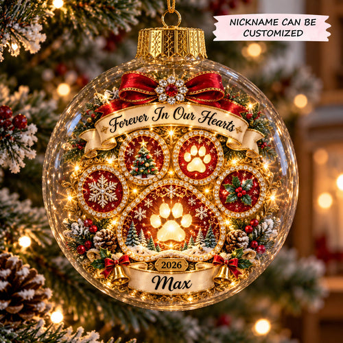 Personalized Christmas Paw Light-Up Globe Ornament QTCUZ GFTOTP23260