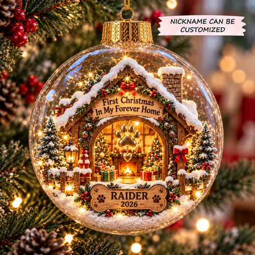 Personalized Forever Home Light-Up Globe Ornament QTCUZ GFTOTP23262