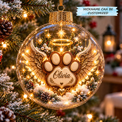 Personalized Angel Paw Light-Up Globe Ornament QTCUZ GFTOTP23264