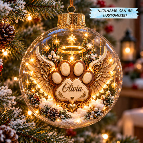Personalized Angel Paw Light-Up Globe Ornament QTCUZ GFTOTP23264