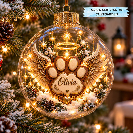 Personalized Angel Paw Light-Up Globe Ornament QTCUZ GFTOTP23264
