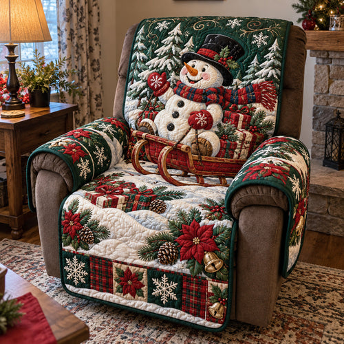 Poinsettia Sleigh Quilted Sofa Cover GFTOTP23394