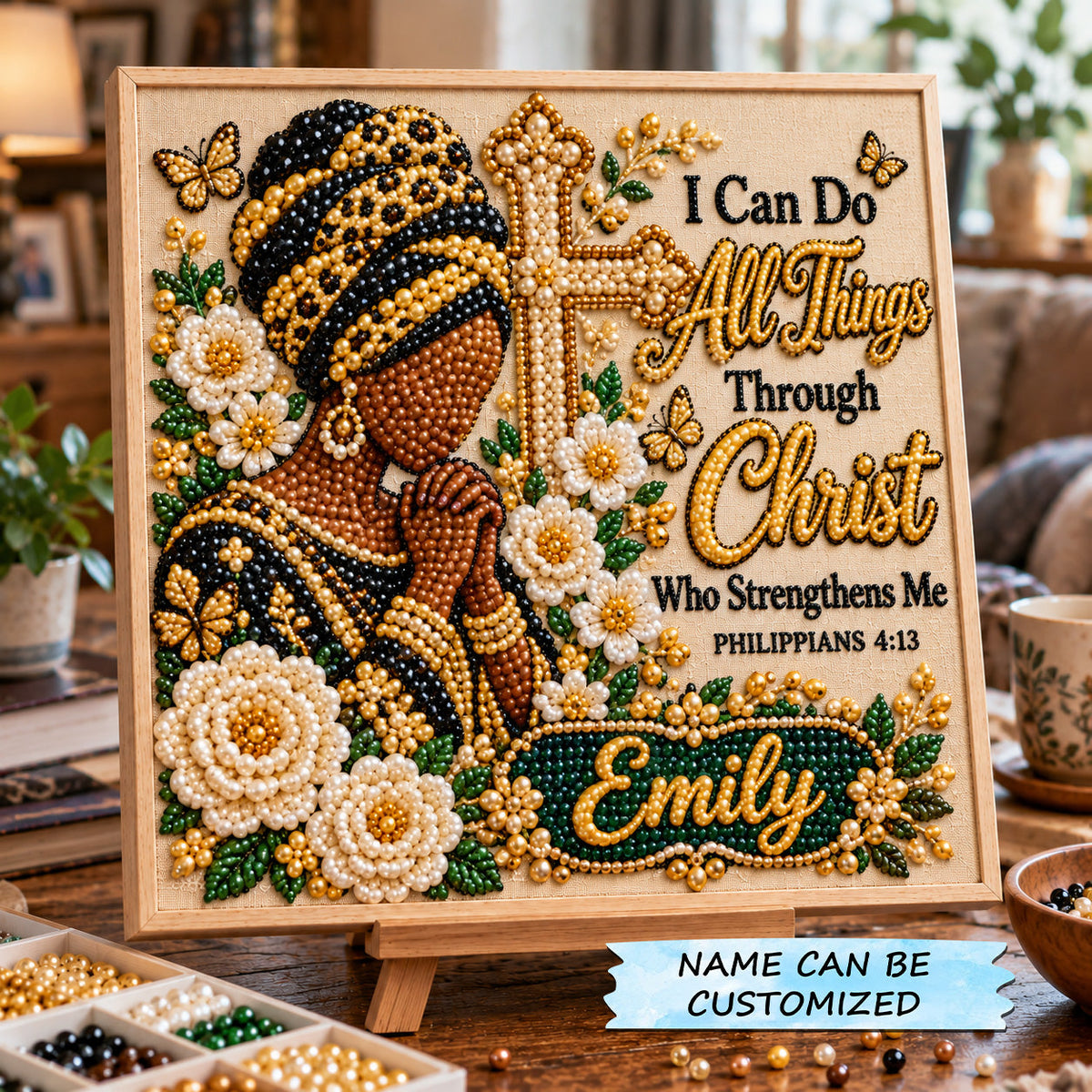 Personalized Holy Strength DIY Diamond Pearl Art Kit QTCUZ GFTOTP23410
