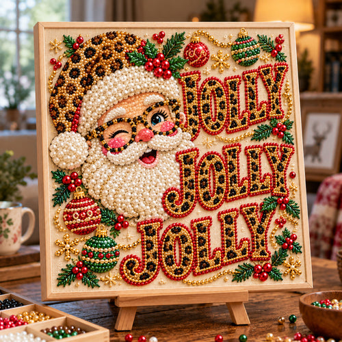 Leopard Jolly Santa DIY Diamond Pearl Art Kit GFTOTP23442