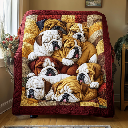 Adorable Sleepy Bulldogs Quilted Blanket GFTOTP2363