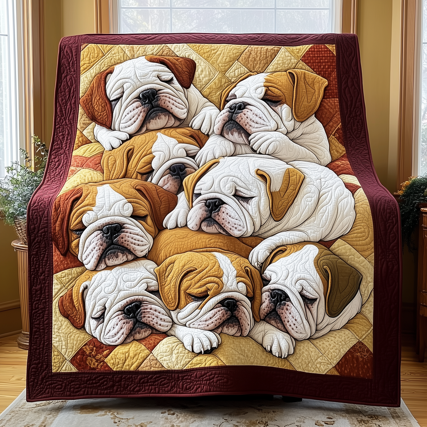Adorable Sleepy Bulldogs Quilted Blanket GFTOTP2364