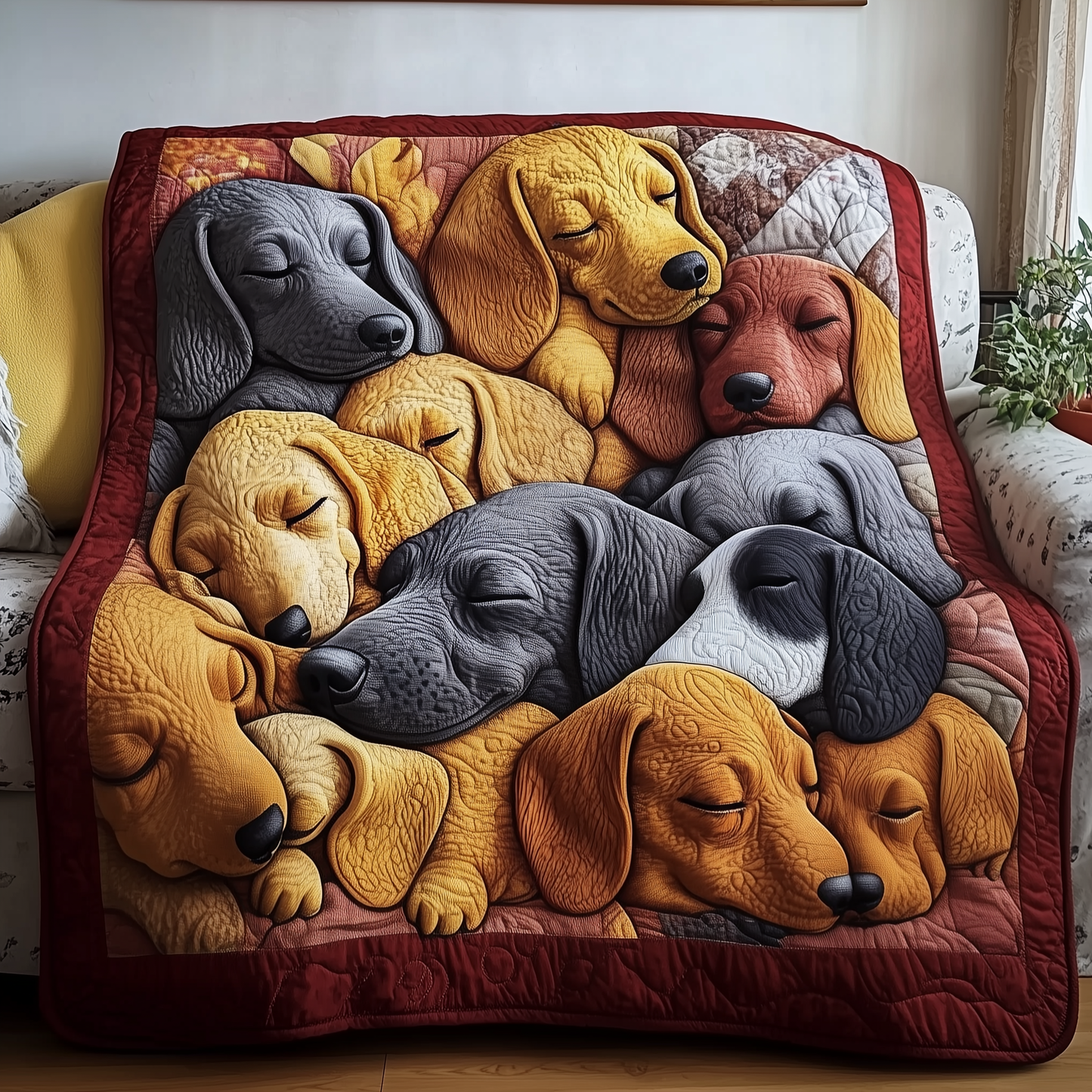 Whimsical Sleeping Dachshund Quilted Blanket GFTOTP2389