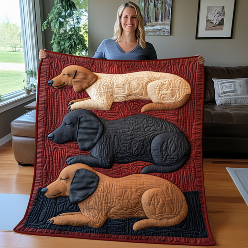 Whimsical Sleeping Dachshund Quilted Blanket GFTOTP2390