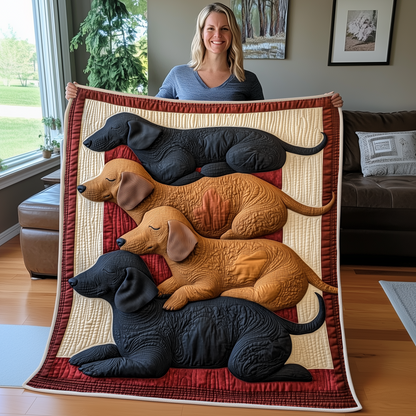 Whimsical Sleeping Dachshund Quilted Blanket GFTOTP2391