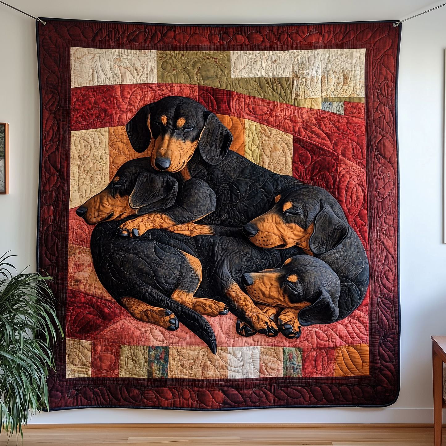 Whimsical Sleeping Dachshund Quilted Blanket GFTOTP2394