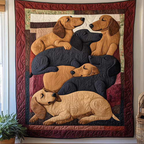 Whimsical Sleeping Dachshund Quilted Blanket GFTOTP2395