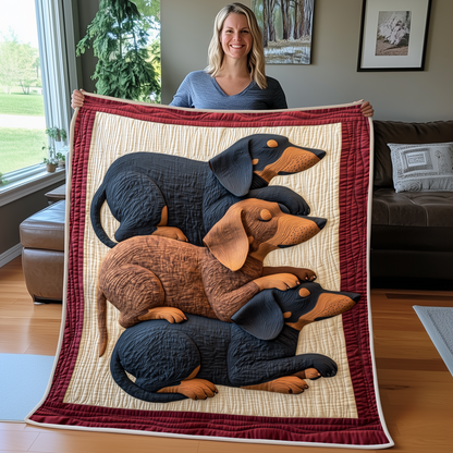 Whimsical Sleeping Dachshund Quilted Blanket GFTOTP2389