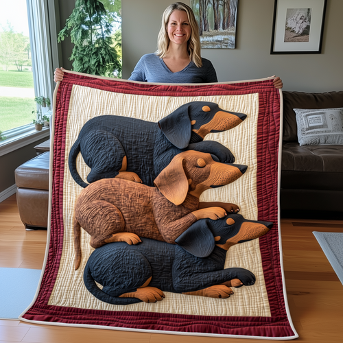 Whimsical Sleeping Dachshund Quilted Blanket GFTOTP2389