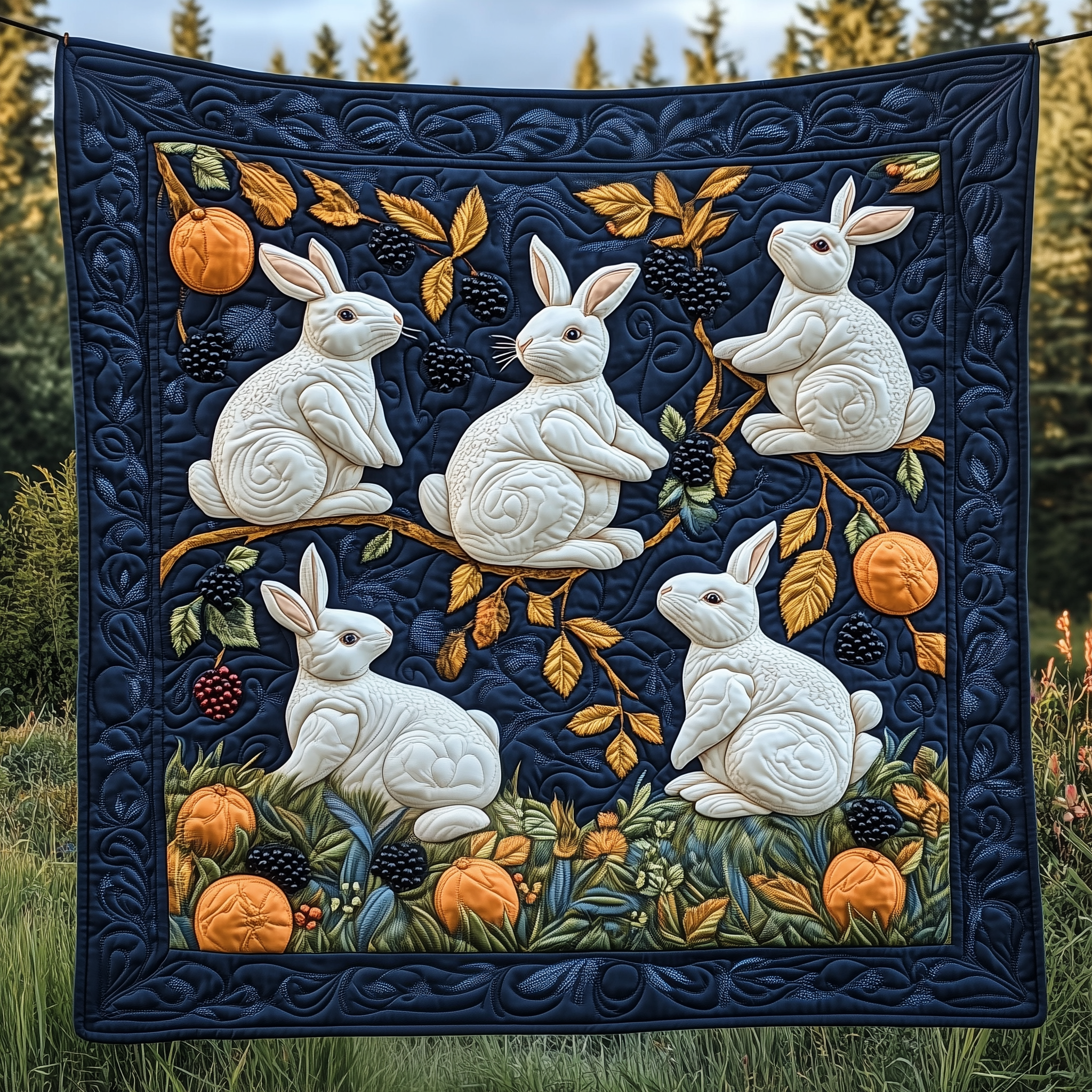Quilted Rabbit Pattern Adorable Rabbit Quilted Blanket GFTOTP2410 – Patchique Store