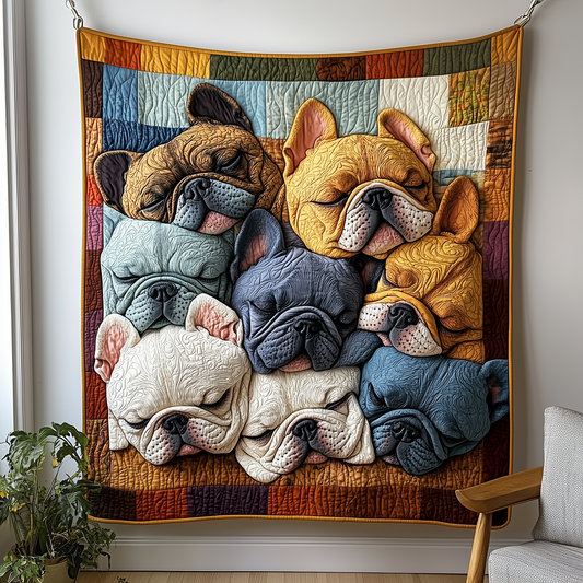 Adorable Sleepy French Bulldogs Quilted Blanket GFTOTP2450