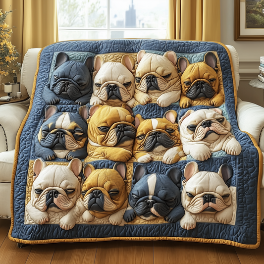 Adorable Sleepy French Bulldogs Quilted Blanket GFTOTP2452