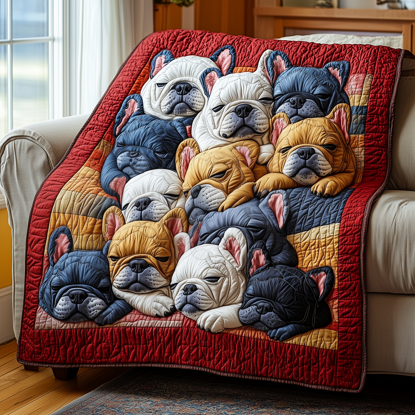 Adorable Sleepy French Bulldogs Quilted Blanket GFTOTP2453