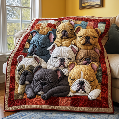 Adorable Sleepy French Bulldogs Quilted Blanket GFTOTP2454