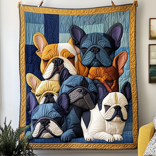 Adorable Sleepy French Bulldogs Quilted Blanket GFTOTP2456