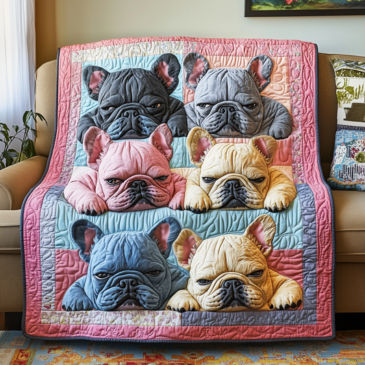 Adorable Sleepy French Bulldogs Quilted Blanket GFTOTP2457