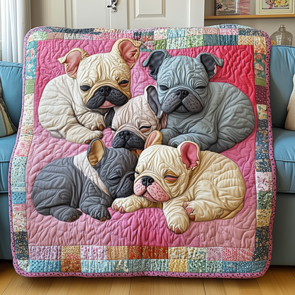 Adorable Sleepy French Bulldogs Quilted Blanket GFTOTP2460