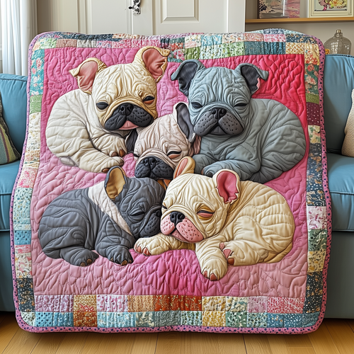 Adorable Sleepy French Bulldogs Quilted Blanket GFTOTP2460