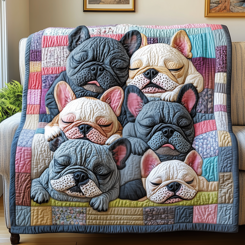 Adorable Sleepy French Bulldogs Quilted Blanket GFTOTP2461