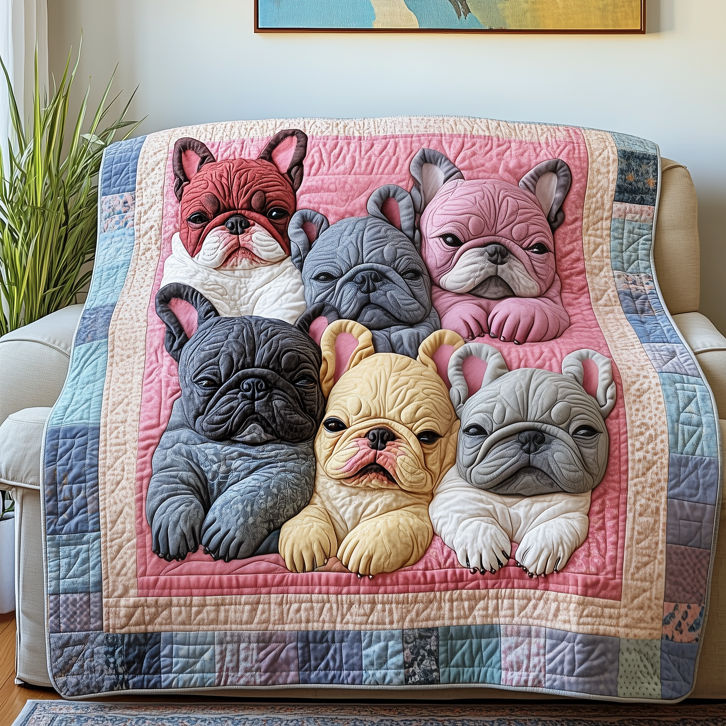 Adorable Sleepy French Bulldogs Quilted Blanket GFTOTP2462