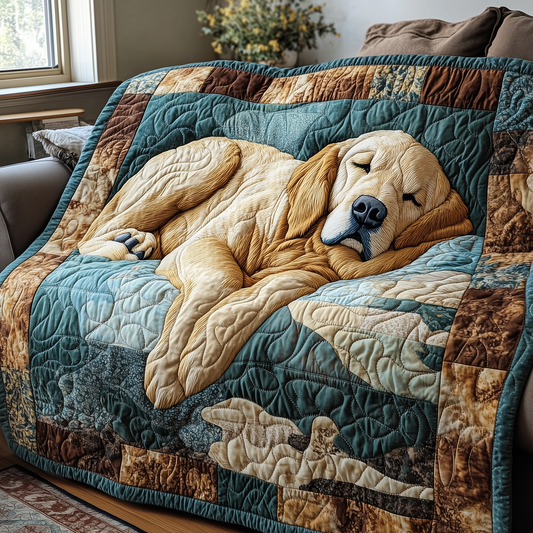 Peaceful Sleepy Golden Retriever Quilted Blanket GFTOTP2566