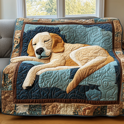 Peaceful Sleepy Golden Retriever Quilted Blanket GFTOTP2568