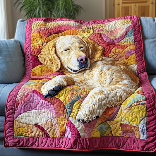 Peaceful Sleepy Golden Retriever Quilted Blanket GFTOTP2570