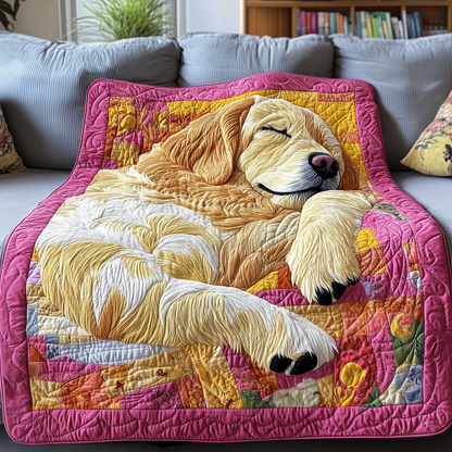 Peaceful Sleepy Golden Retriever Quilted Blanket GFTOTP2571