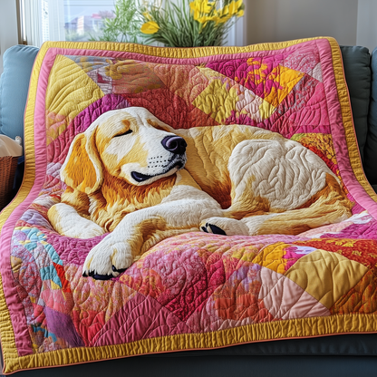 Peaceful Sleepy Golden Retriever Quilted Blanket GFTOTP2572