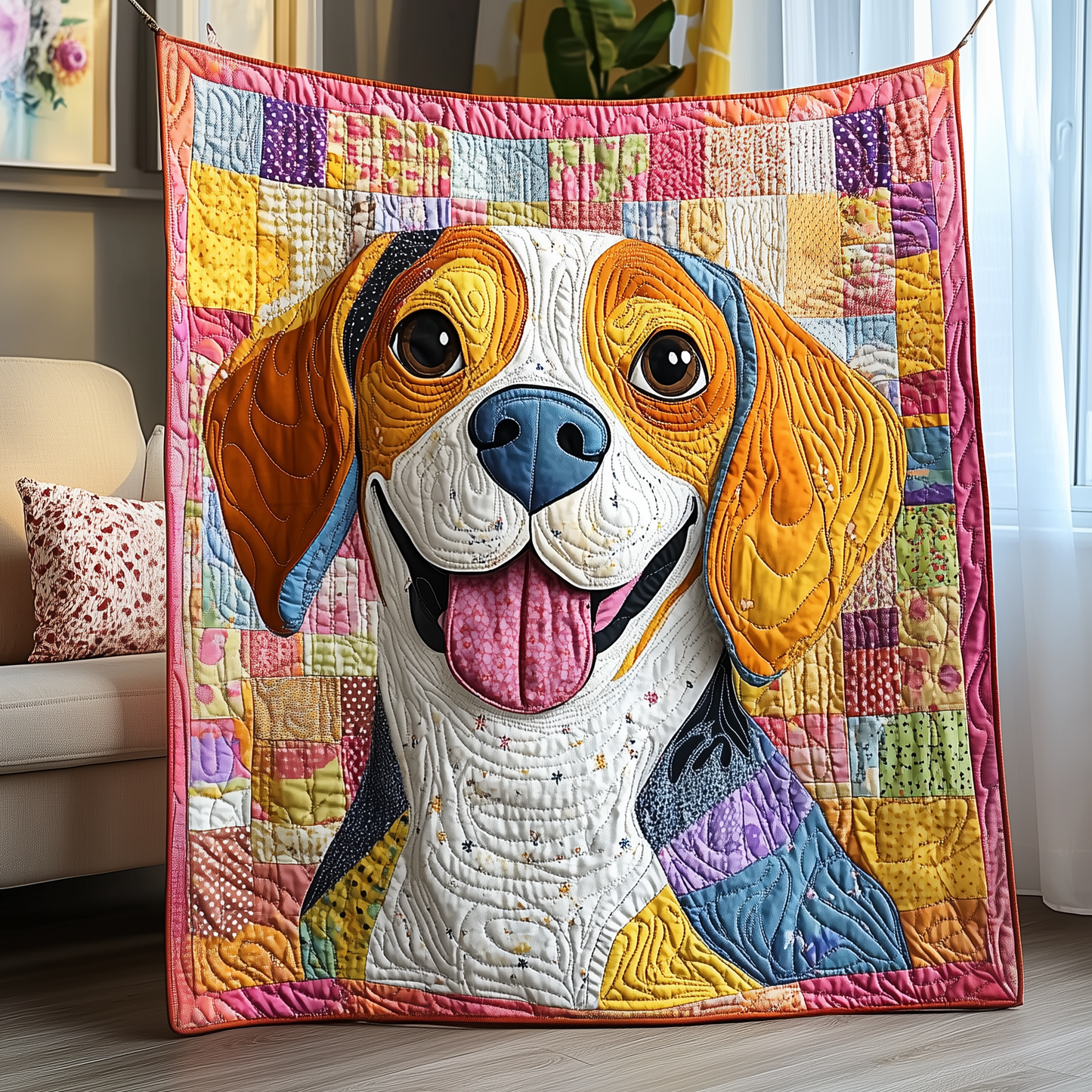 Happy Beagle Quilted Blanket GFTOTP2578