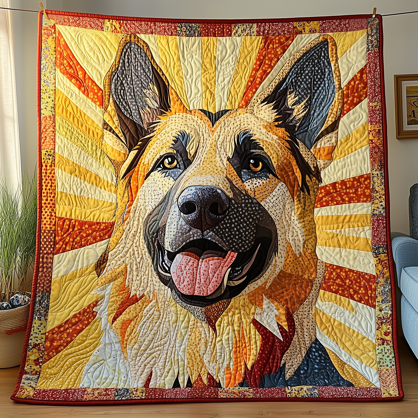 Vibrant German Shepherd Quilted Blanket GFTOTP2637