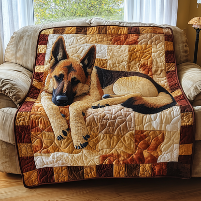 Sleepy German Shepherd Quilted Blanket GFTOTP2648