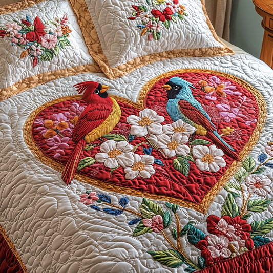 Cardinal Romance Haven 3-Piece Quilted Bedding Set GFTOTP2663