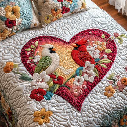 Cardinal Romance Haven 3-Piece Quilted Bedding Set GFTOTP2664