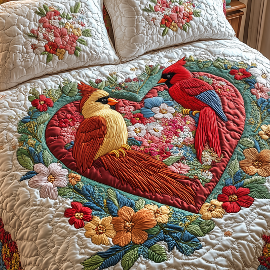 Cardinal Romance Haven 3-Piece Quilted Bedding Set GFTOTP2665