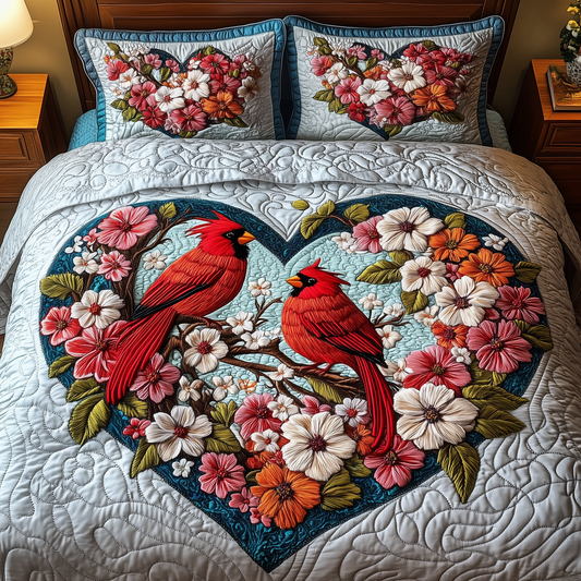 Cardinal Romance Haven 3-Piece Quilted Bedding Set GFTOTP2667