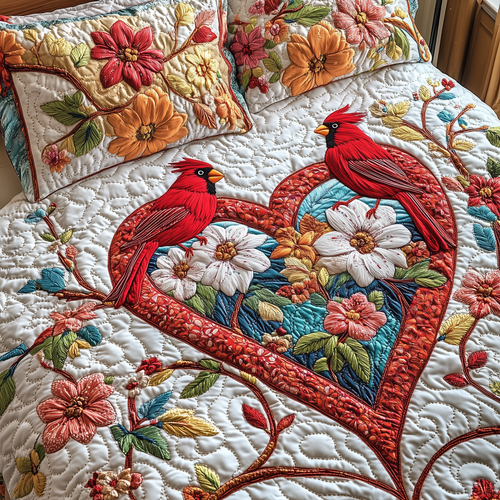 Cardinal Romance Haven 3-Piece Quilted Bedding Set GFTOTP2668